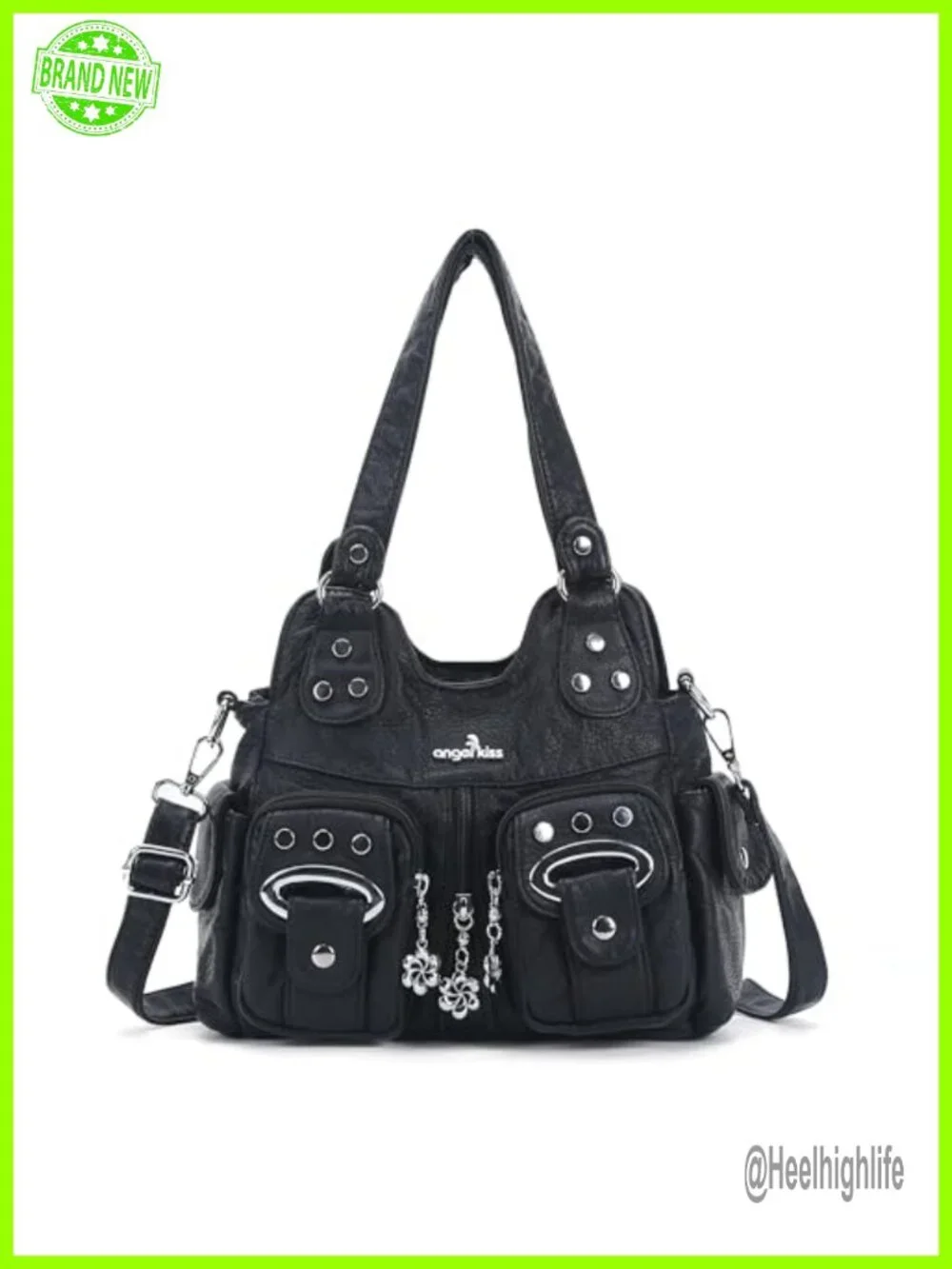 Washed Vegan Leather Hobo Purse with Multi-Pockets & Adjustable Strap